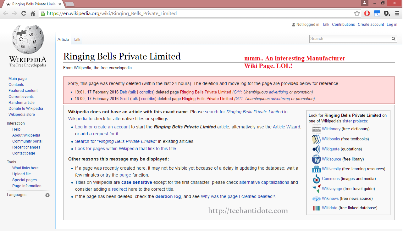 Ringing Bells Private Limited - Wiki page
