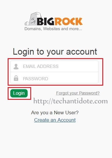 domain hosting bigrock login