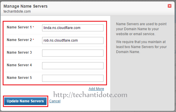 cloudflare nameservers update