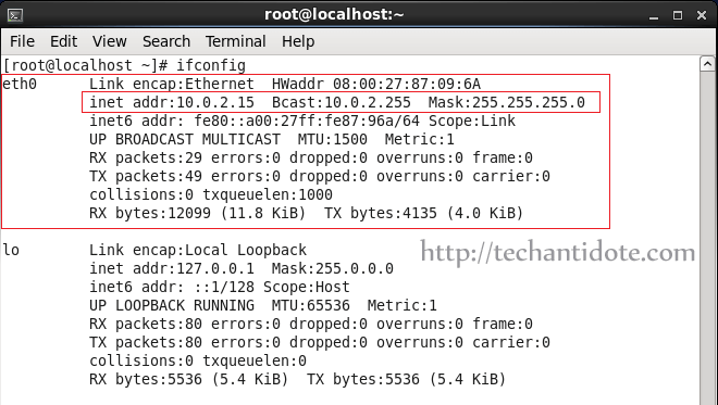 eth0 ifconfig output solved