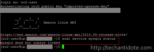 How to fix “mysqld dead but subsys locked” EC2