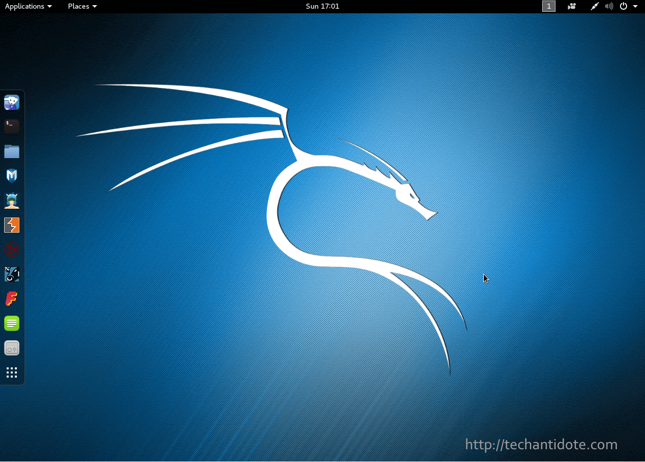 kali linux logged in