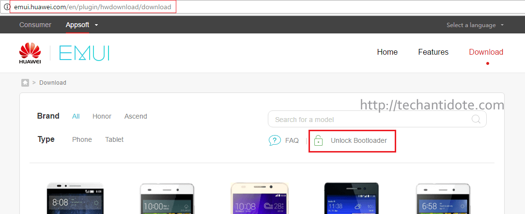 honor 4c unlock bootloader link screenshot