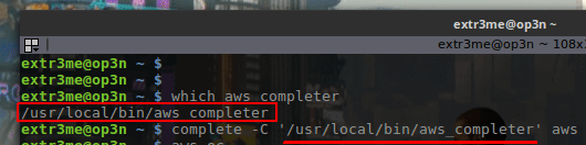 setup aws awscli aws_completer setup for bash