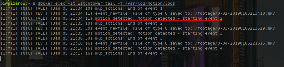 motion detection docker logs