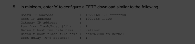 minicom update via TFTP